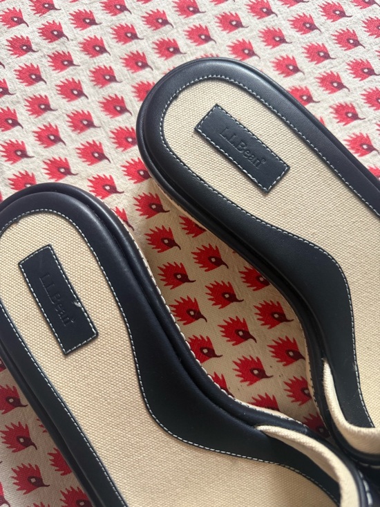 Never worn L.L. Bean Beige and Black Buckle Slide Mules - Picture 3 of 7